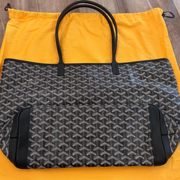 Artois PM Tote Bag - Black Leather Trim with Black, and Brown - Size Med - Picture 3 of 9